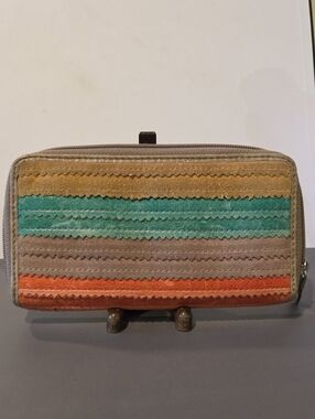 Fossil Striped Suede Zip Wallet - Multicolor